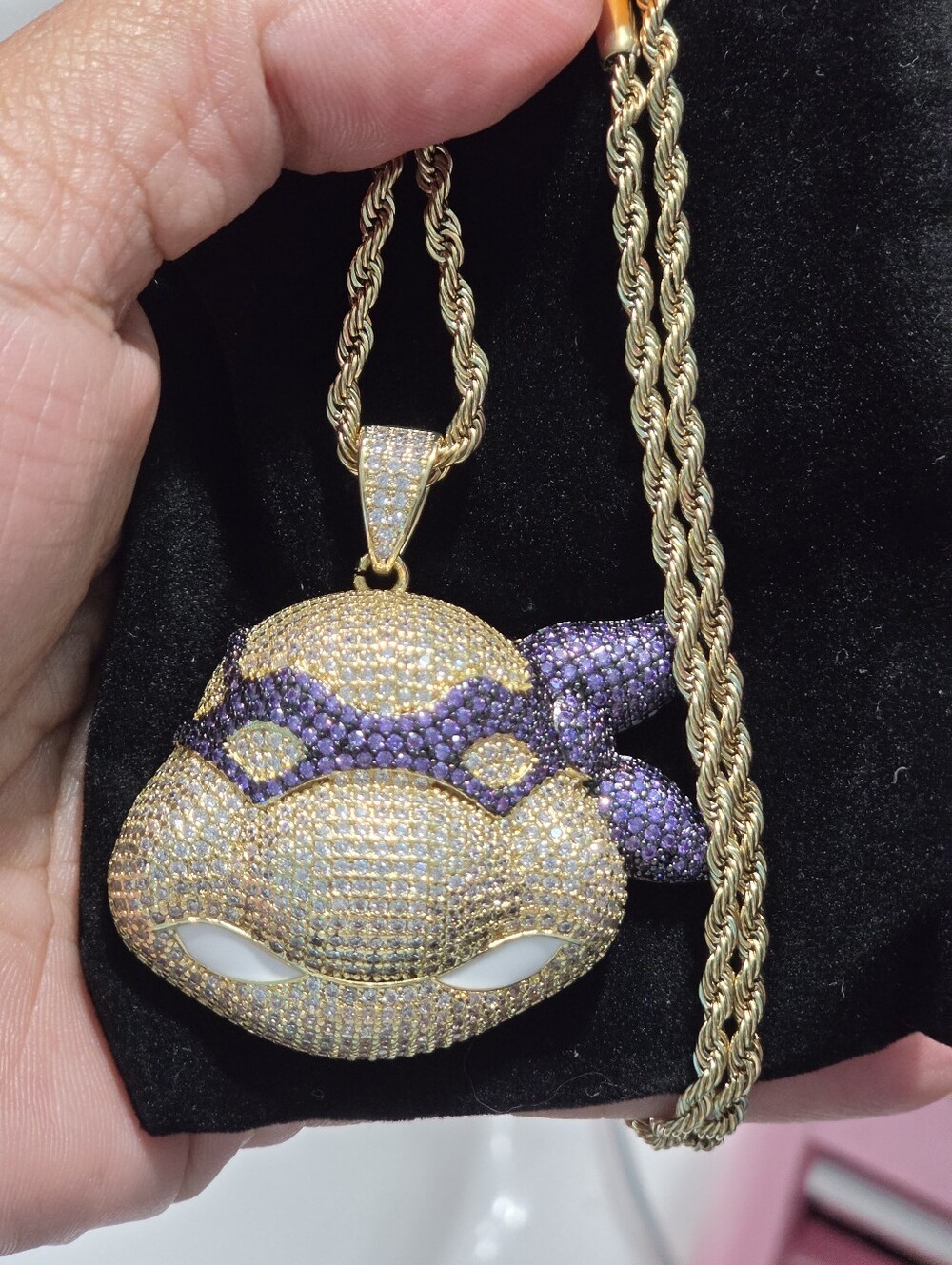 Gold and Purple Ninja Turtle Pendant Necklace - Fashion Pet Reptile Jewelry
